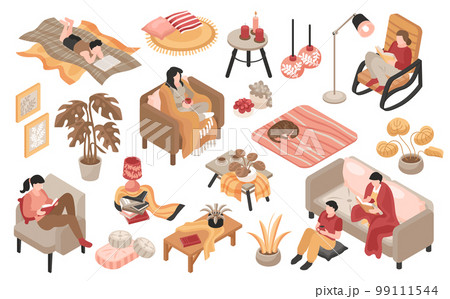 Isometric Cozy Home Icon Set 99111544