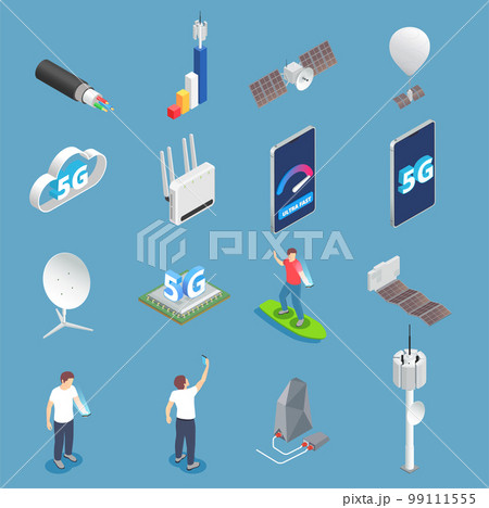 Isometric 5G Icons Collection 99111555