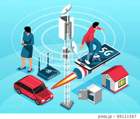 5g Internet Horizontal Illustration 99111567