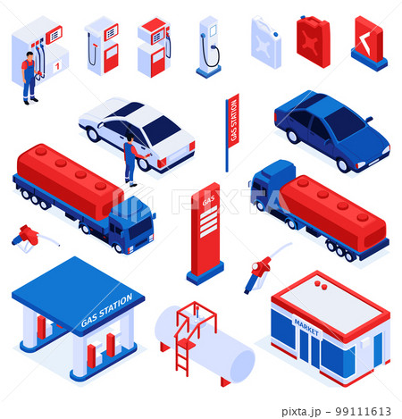 Isometric Gas Station Set Isometric Gas Station Set 99111613