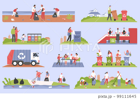 People Gather Garbage Composition People Gather Garbage Composition 99111645