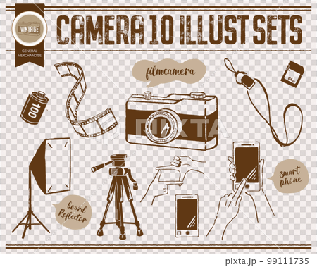 Film photo line drawing set illustration 99111735