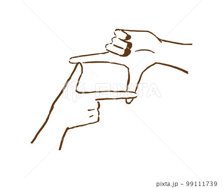 手で写真を撮るポーズの線画 手で写真を撮るポーズの線画 99111739