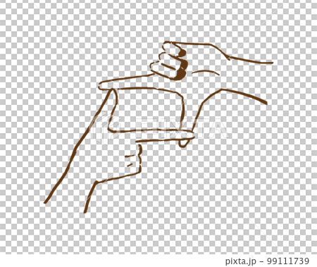 手で写真を撮るポーズの線画 手で写真を撮るポーズの線画 99111739