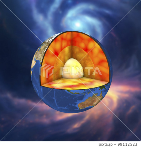Structure of the Earth, 3D illustration 99112523
