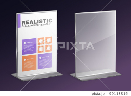 Realistic Glass Holder With Leaflet Realistic Glass Holder With Leaflet 99113316