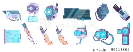 Cyberpunk Technology Icon Set 99113365