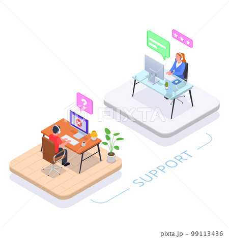 Call Center Helpdesk Isometric Concept Call Center Helpdesk Isometric Concept 99113436