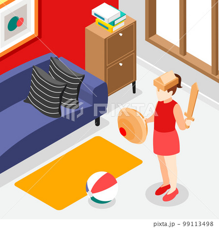 Cardboard Toys Isometric Background 99113498