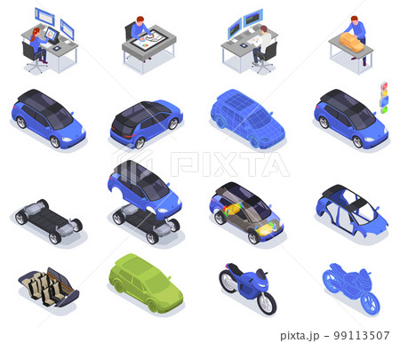Car Designer Icons Set 99113507