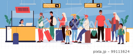 Tourists With Baggage At Departure 99113624