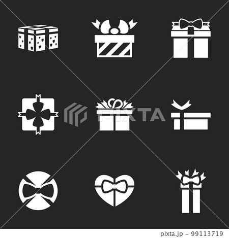 Icons for theme gift, vector, icon, set. Black background 99113719
