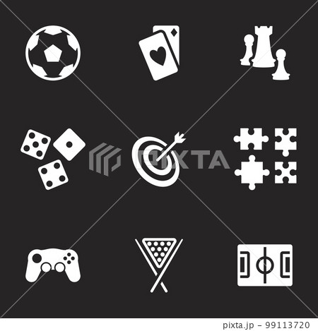 Icons for theme games, vector, icon, set. Black background 99113720