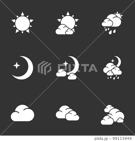 Icons for theme weather. Black background 99113949
