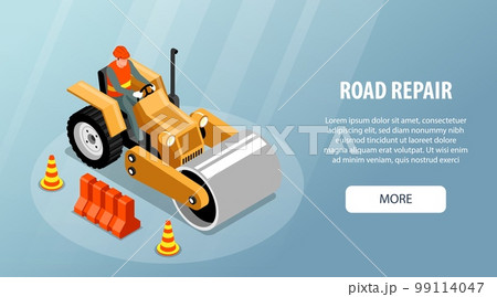 Asphalt Roller Horizontal Banner Asphalt Roller Horizontal Banner 99114047