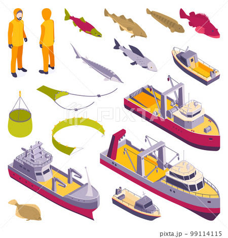 Commercial Fishing Isometric Set Commercial Fishing Isometric Set 99114115