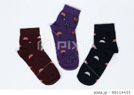 Socks on a white background. Socks on the leg. Socks on a white background. Socks on the leg. 99114435