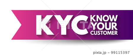 KYC Know Your Customer - guidelines in financial services to verify the identity, suitability, and risks, acronym text concept background 99115397