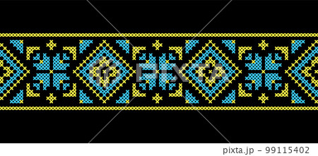 Ukrainian vector ornament in yellow and blue colors 99115402