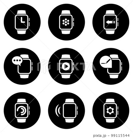 Set of simple icons on a theme smart watch, vector, design, collection, flat, sign, symbol,element, object, illustration, isolated. White background 99115544
