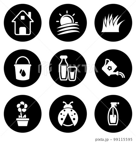 Set of simple icons on a theme House, plot, farming, farming, vector, set. White background Set of simple icons on a theme House, plot, farming, farming, vector, set. White background 99115595