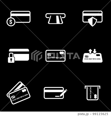 Set of simple icons on a theme Payment, credit card, money , vector, set. Black background 99115625