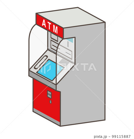 ATMのクリップアート 　左向き　赤色　主線あり 99115887