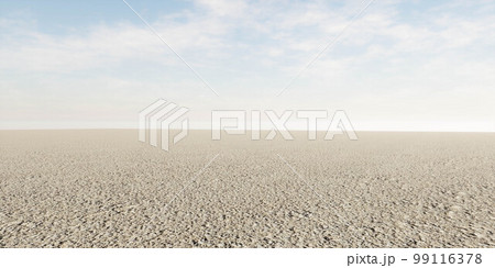 empty dessert dust landscape with blue sky clouds and horizon 3d render illustration 99116378