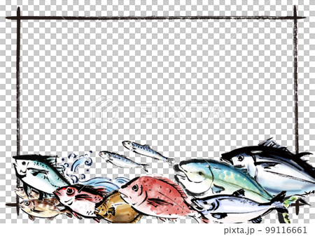 手描きの魚集合イラストフレーム 99116661