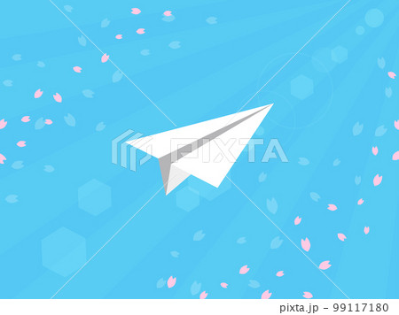 紙飛行機と桜 99117180