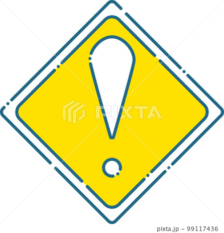 交通　警戒標識　黄色　四角形　その他の危険　黄色　破線