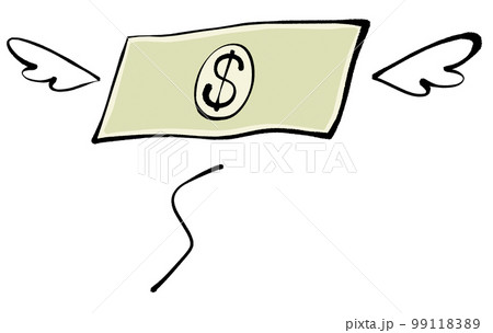 飛んでいくドル札のイラスト 99118389