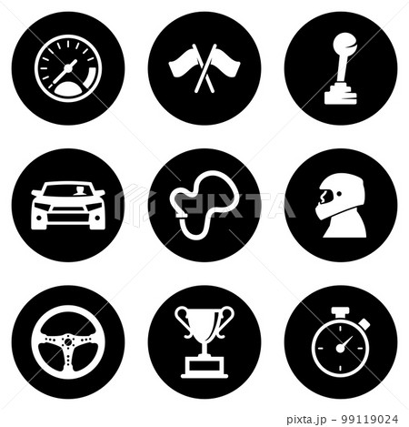 White icons isolated against a black background, on a theme race White icons isolated against a black background, on a theme race 99119024