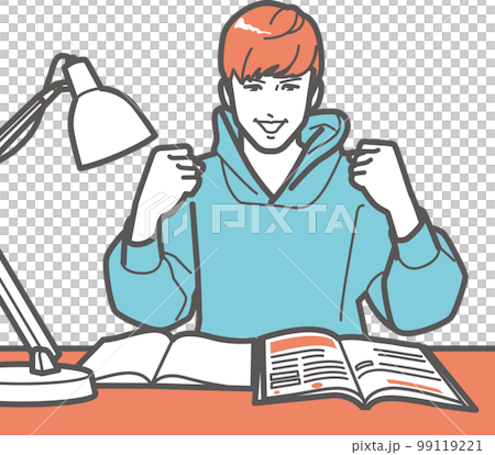 Study, motivation, boy with guts pose 99119221