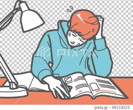 勉強に悪戦苦闘する男子 99119225