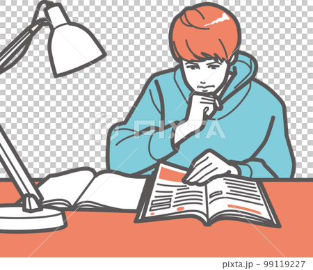 Boy studying and contemplating 99119227