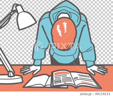 Studying, a boy who hangs his head in front of a reference book 99119231