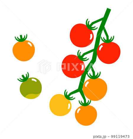 シンプルでかわいいミニトマトのベクターイラストセット 99119473