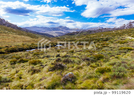 Snowy Mountains View on Cascade Hut Trail in Australia 99119620