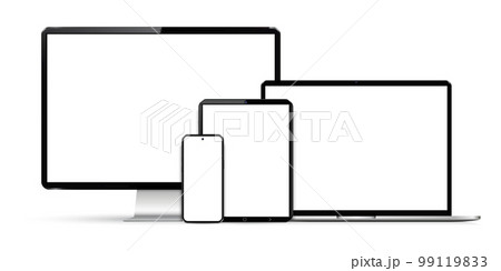 Realistic set computer, laptop, tablet and smartphone. Device screen mockup collection. Realistic set computer, laptop, tablet and smartphone. Device screen mockup collection. 99119833