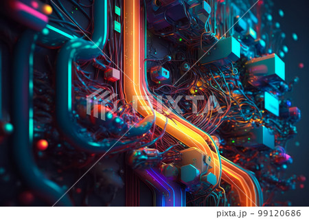 computer artwork with lot of colorful lines....のイラスト素材 [99120686] - PIXTA