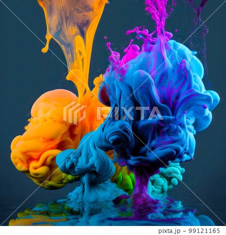 different colored inks floating in water....のイラスト素材 [99121165] - PIXTA