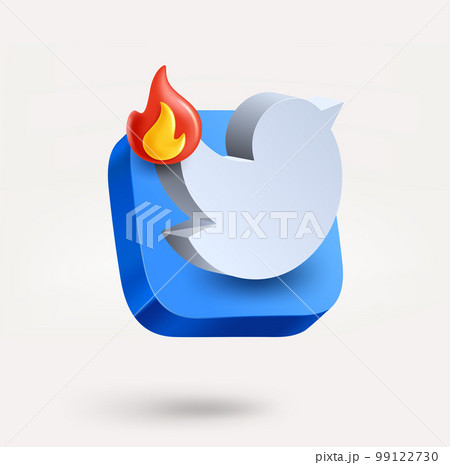 Application icon with bonfire. 3d vector icon isolated on white background 99122730