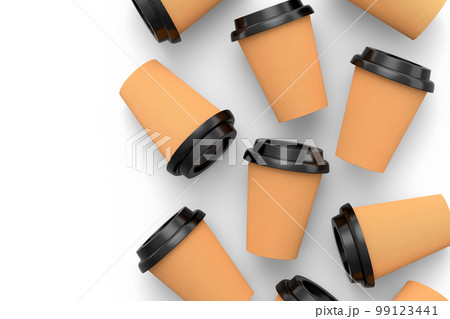 Set of paper coffee cups for cappuccino, americano, espresso, mocha, latte 99123441