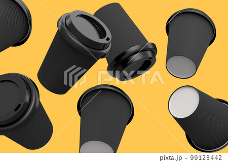 Set of paper coffee cups for cappuccino, americano, espresso, mocha, latte 99123442