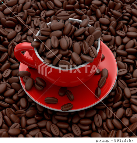 Ceramic coffee cup with coffee beans for americano, espresso, mocha, latte Ceramic coffee cup with coffee beans for americano, espresso, mocha, latte 99123567