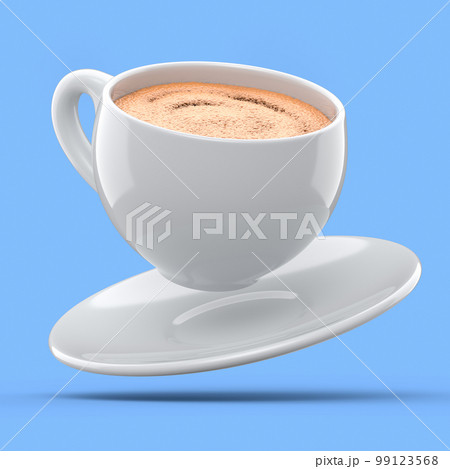 Ceramic coffee cup for cappuccino, americano, espresso, mocha, latte on blue Ceramic coffee cup for cappuccino, americano, espresso, mocha, latte on blue 99123568