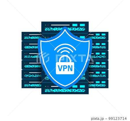 VPN icon. Virtual Private Network. Cyber security, secure web traffic. Securely access website and privacy. 99123714