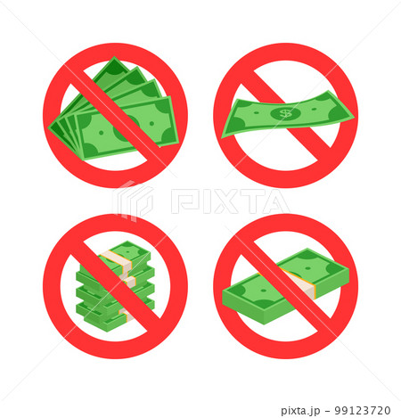 No Cash Money. Prohibition of money. Cash ban icon. 99123720