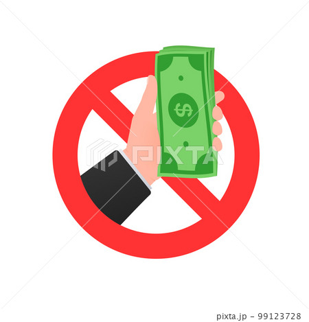 No Cash Money. Prohibition of money. Cash ban icon. No Cash Money. Prohibition of money. Cash ban icon. 99123728